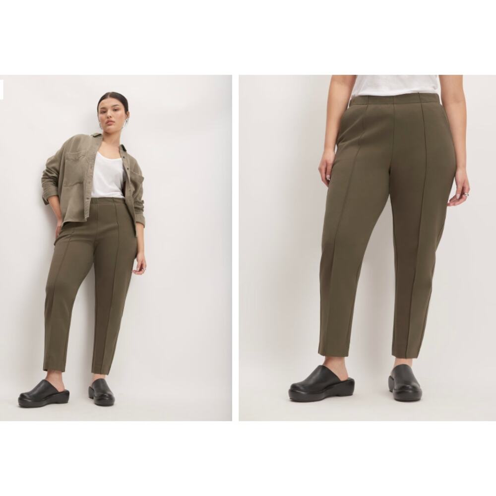 Everlane Dream Pant Womens Size XS Elastic Waist Double Knit Pintuck Tapered Leg